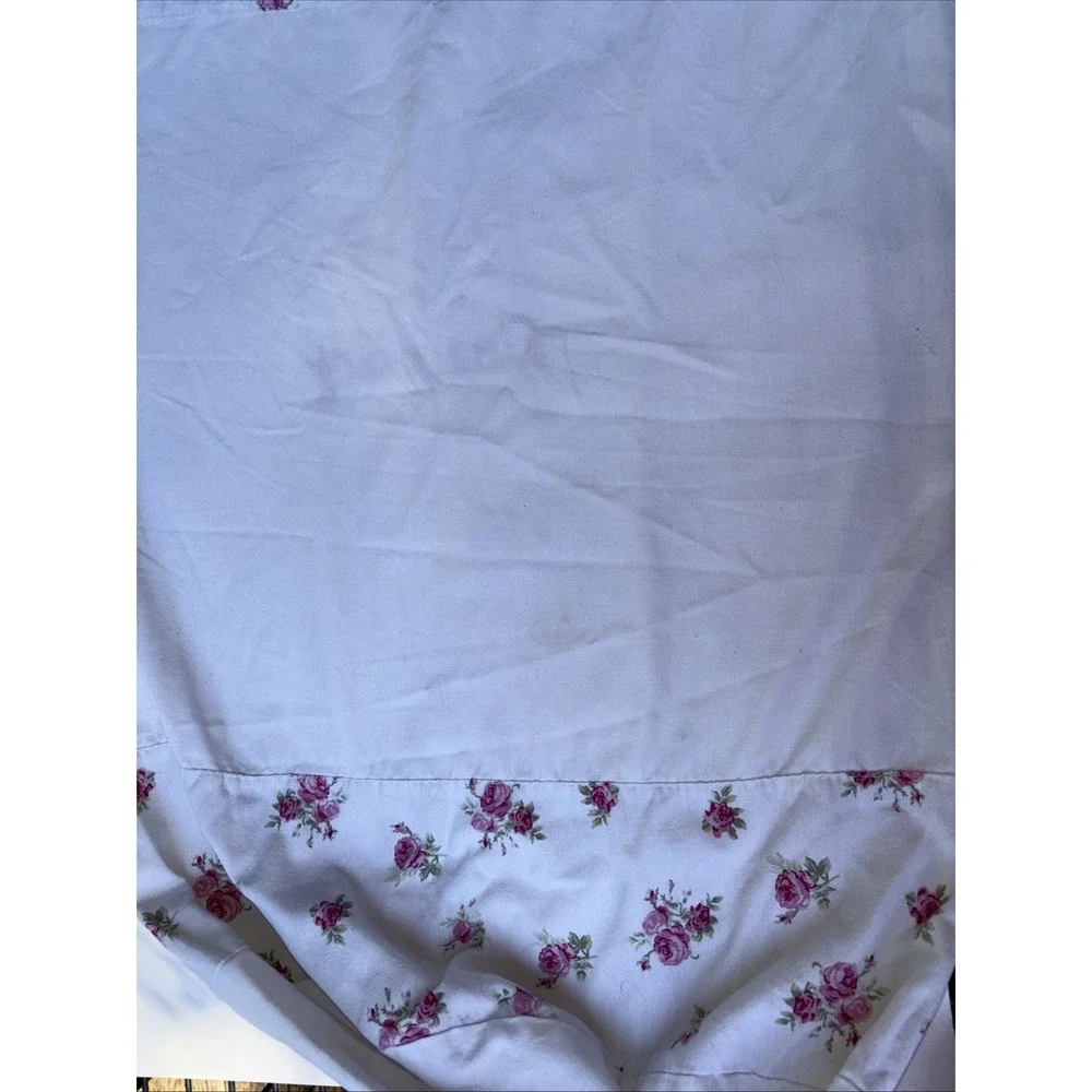 Cloth Laundry Bag Drawstring Floral Retro Flower Pink White Green